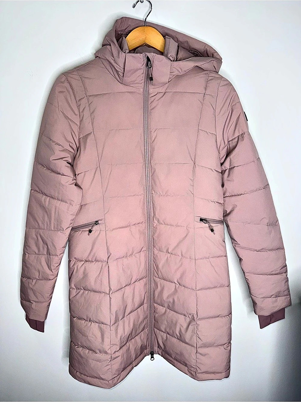 Lolë Emeline Down Jacket Pink Hooded Puffer Coat Size Small Like New Long Women’